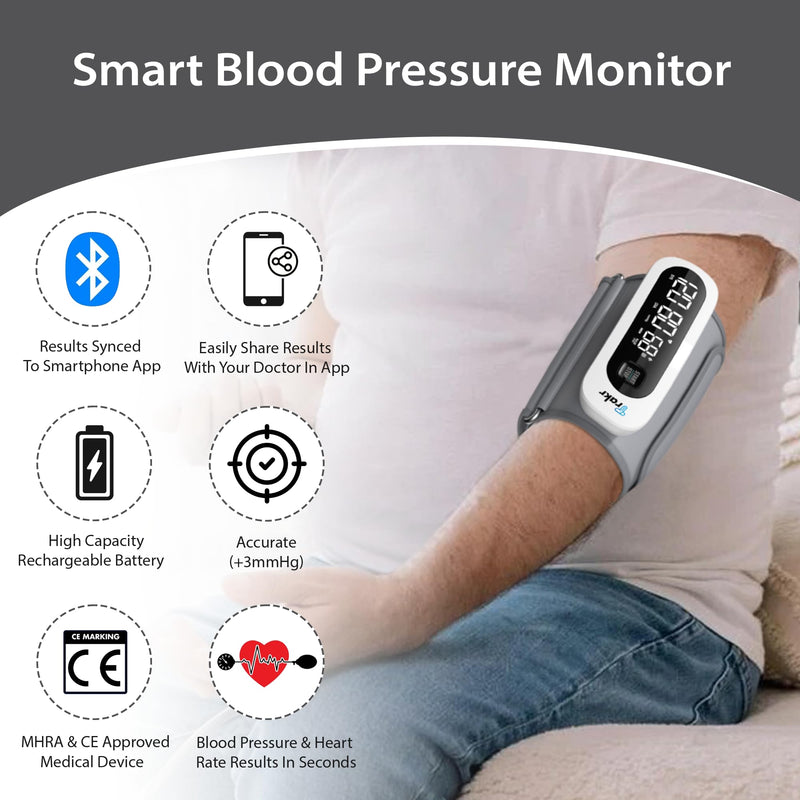 Trakr - Smart Blood Pressure Monitor with App - Rechargeable - Wireless - Bluetooth