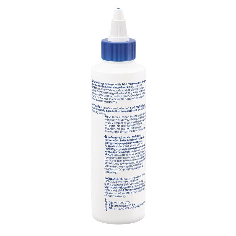 EpiOtic Ear Cleaner for Dogs & Cats | Cleans & Deodorises | Anti-bacterial & Anti-fungal | Removes Dirt & Wax | 125ml Bottle