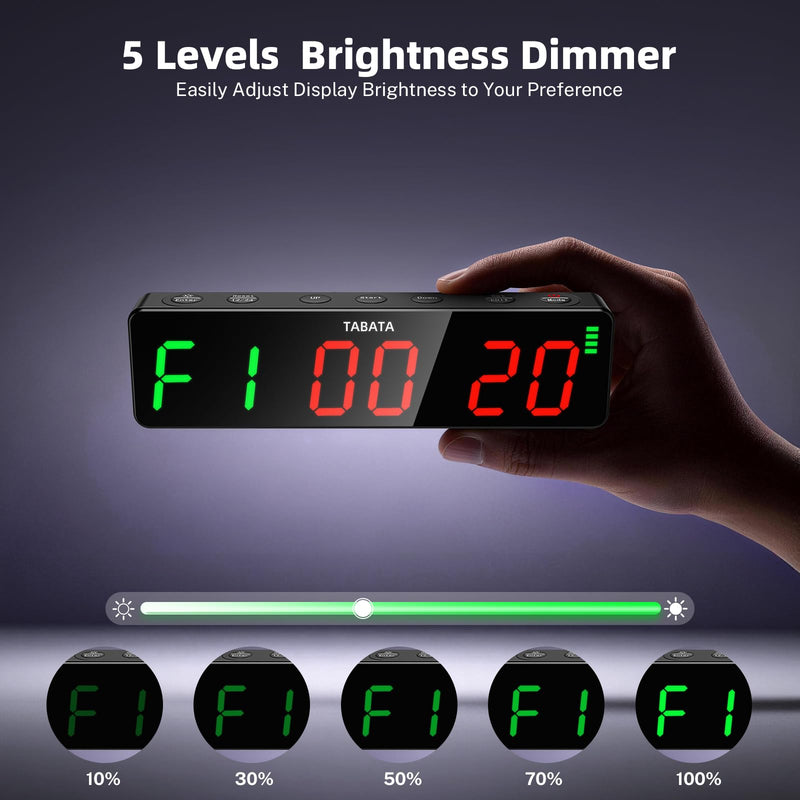 Portable Workout Timer, Workout Clock for Home Gym Garage Boxing, Gym Timer Clock with Strong Magnet, Powerful Battery, Adjustable Brightness for Fitness Enthusiasts Coaches Black 7 inch - BeesActive Australia