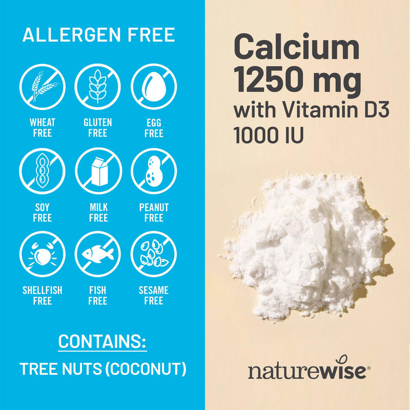 NatureWise High-Purity, All-Natural Calcium 1250mg + Vitamin D3 1000IU + Organic MCT Coconut Oil - Pregnancy Safe + Non-GMO - Absorption Friendly, Gluten Free - 200 Softgels[100-Day Supply] Unflavored 200 Count (Pack of 1)