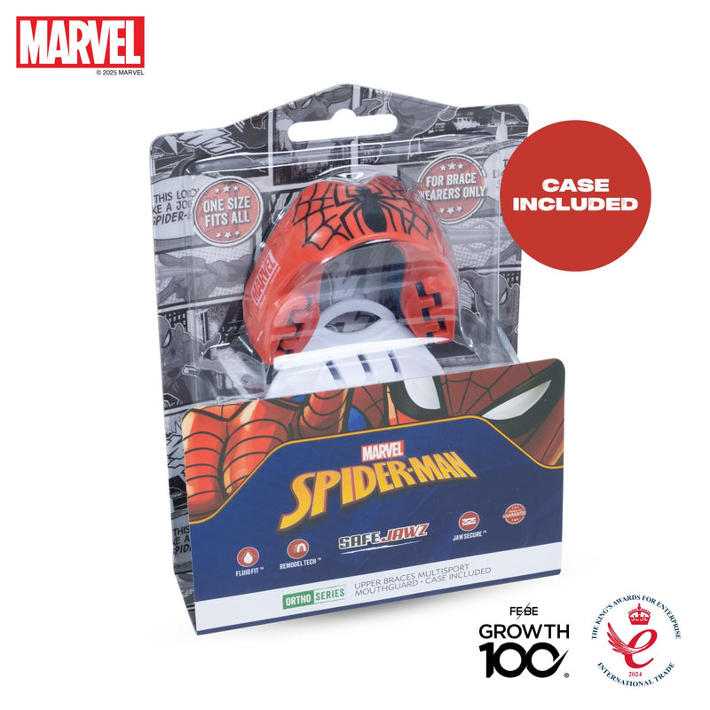 Marvel Spider-Man Sports Mouthguard for Braces, One Size Remouldable Gum Shield with Case for Boxing, MMA, Rugby, Martial Arts, Judo and All Contact Sports