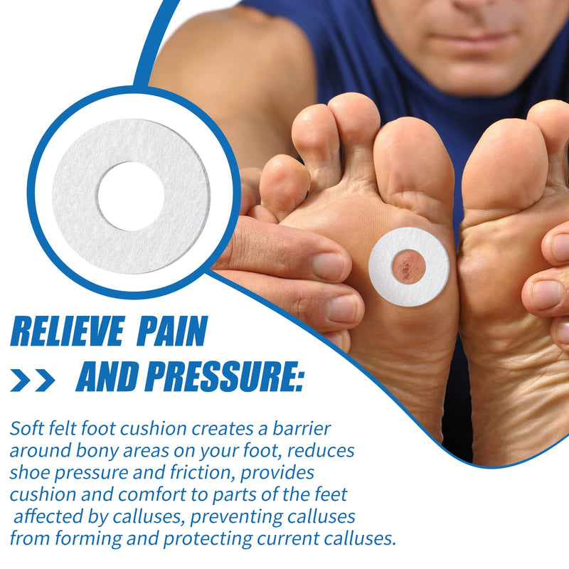 Nuanchu 150 Pcs Callus Cushions Callus Pads for Bottom of Foot Round Corn Cushions Pads for Feet Soft Adhesive Felt Corn for Ball and Side of Foot, Pain Relief from Shoe - BeesActive Australia