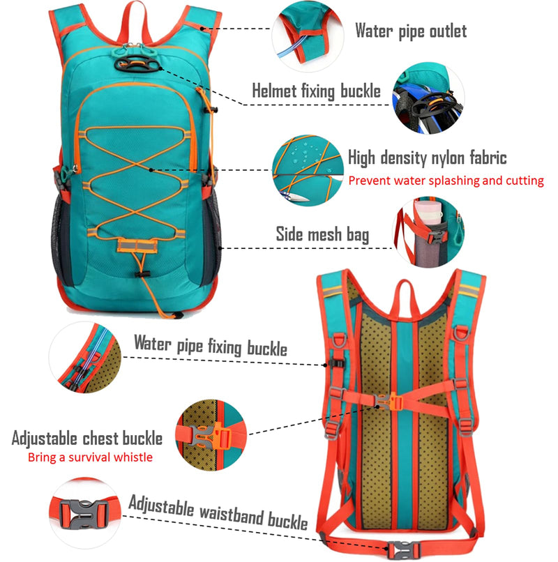 Outdoor Hydration Pack with 2L Water Bladder,Lightweight Running Backpack,Large Capacity Cycling Backpack,Daypack for Hiking Trail,Camping Backpack for Women Men Green Standard