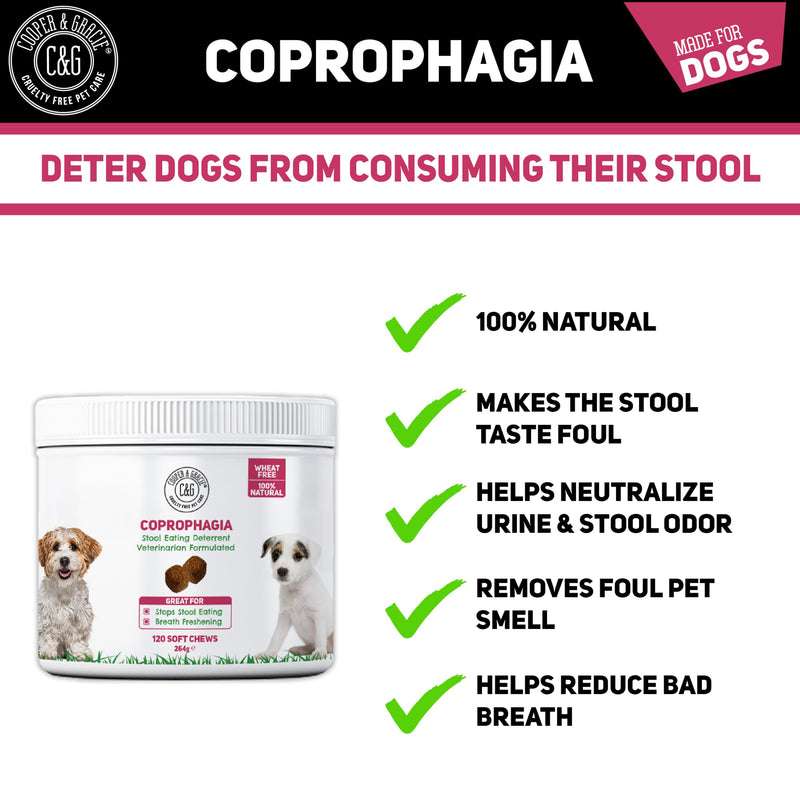 C&G Pets Natural Coprophagia Deterrent Soft Chews | Stool Eating Deterrent | Stool Tastes Foul | Help Neutralize Urine | Reduces Bad Breath | Veterinarian Formulated… (120 Chews) 120 Chews