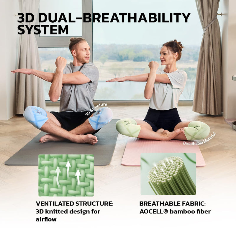 Compression Knee Brace for Women & Men, 2 Pack AOCELL Knee Sleeve Support for Knee Joint Pain Relief, ACL, Meniscus Tear, Arthritis - Breathable for Workout, Running, Gym, Sports, Fitness M Medium Sage