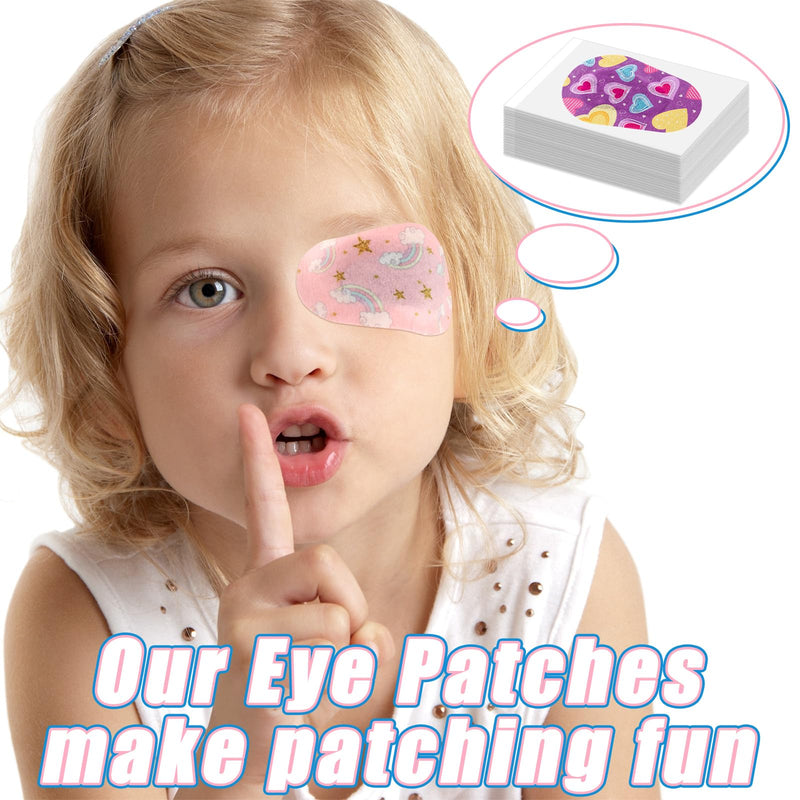Panitay 36 Pieces Kids Girls Eye Patches Toddler Adhesive Patch Bulk Cotton Fabric Pad Breathable with Lazy Eye for Pediatric Amblyopia,12 Styles Regular Size