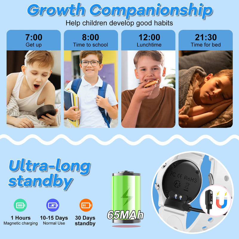 BEN NEVIS Kids Watch for Boys Girls Waterproof Digital Watch for Kids with Pedometer, Vibration Alarm Clock, Stopwatch, Calendar, No App for Ages 5-18 04-White - BeesActive Australia