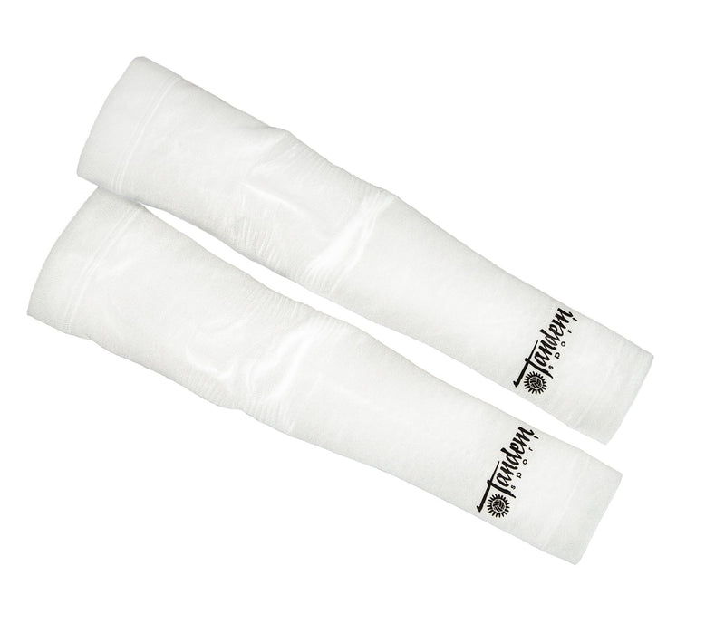 Tandem Sport Arm Sleeves Pairs - Comfortable, Seamless Compression Arm Sleeves - Protects & Supports Muscles Small-Medium White - BeesActive Australia