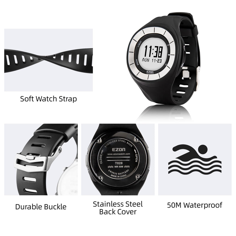 EZON Pedometer Watch T028, Waterproof Step Counter Watch with Calories & Stopwatch, EL Backlight, Non-Bluetooth Pedometer for Walking and Daily Exercise - BeesActive Australia