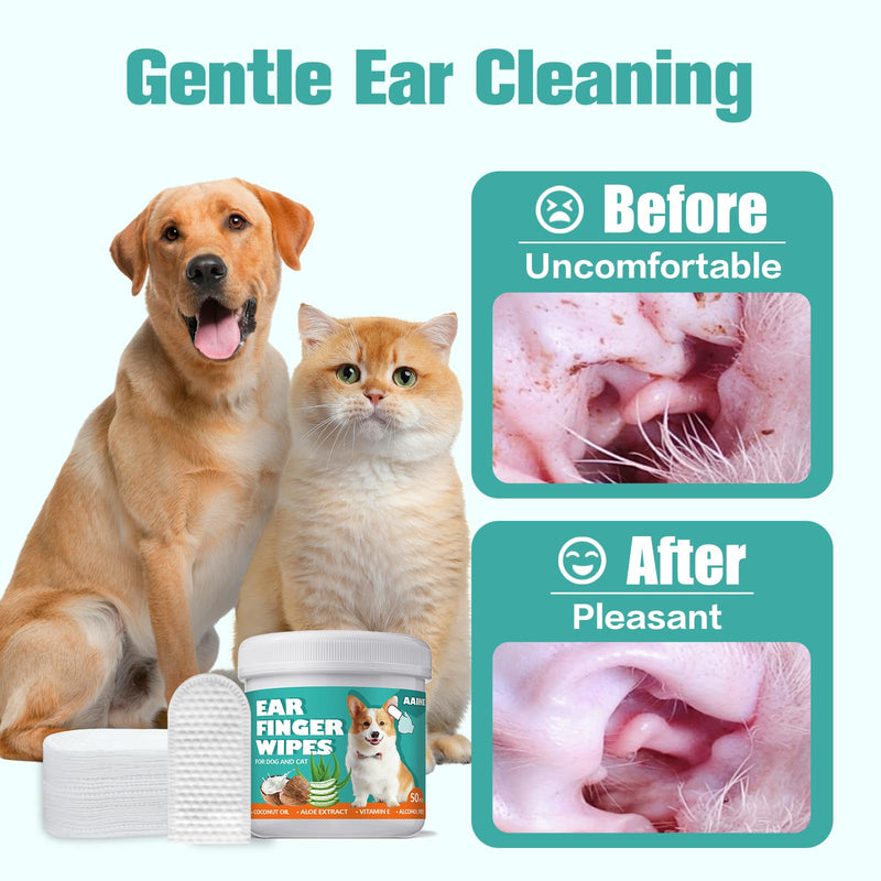 Dog Ear Wipes,Gently Remove Ear Wax & Dirt,Relieve Ear Itching Fresh Coconut Scent, All Natural Ingredients Dog Ear Cleaning Wipes - 50 Count 1.6'' 50pcs Green - BeesActive Australia