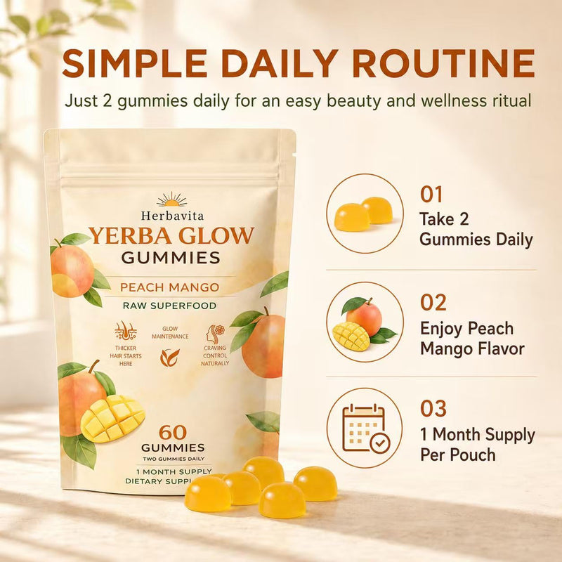 Folly Hair Growth Gummies,Yerba Glow Gummies，60 Count