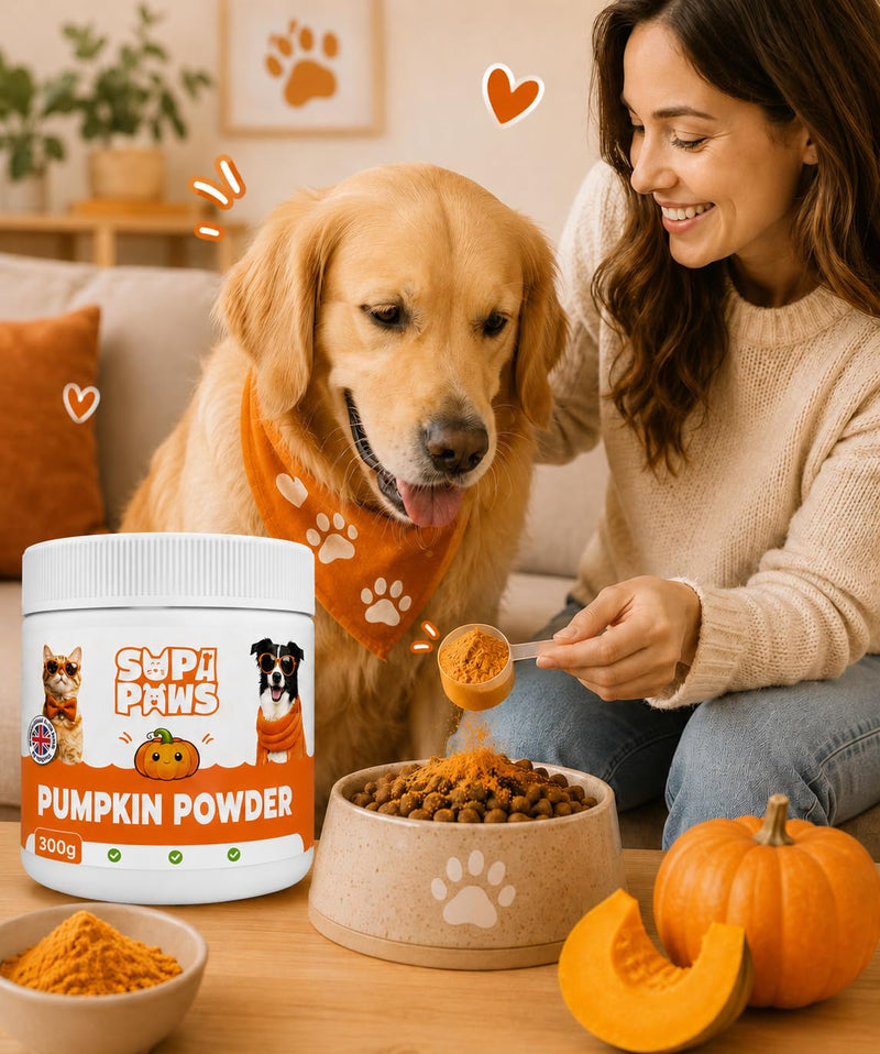 300g Pumpkin Powder for Dogs & Cats, 100% Pure Pumpkin Powder Dog Food Topper, Digestive Supplement, Naturally Rich in Prebiotics & Fibre for Dogs Gut Health & Healthy Stools 300g - Pumpkin Powder