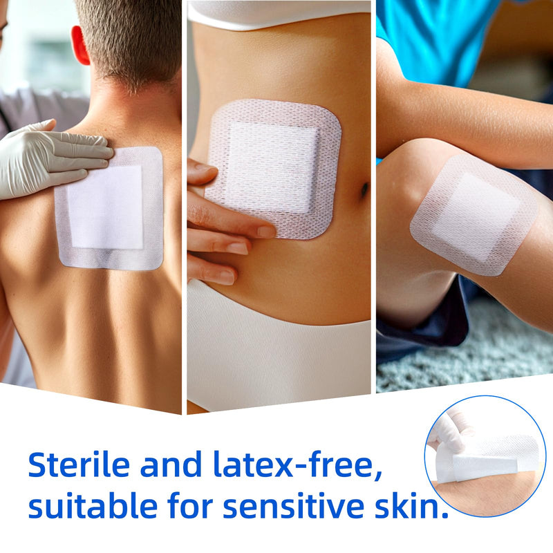 Niceful 50Pcs Adhesive Gauze Island Dressing 6"x6", Water-Resistant Wound Dressing, Sterile & Absorbent Medical Grade Dressing Pad First Aid Dressing Pads 6"x6"(50 Dressing)