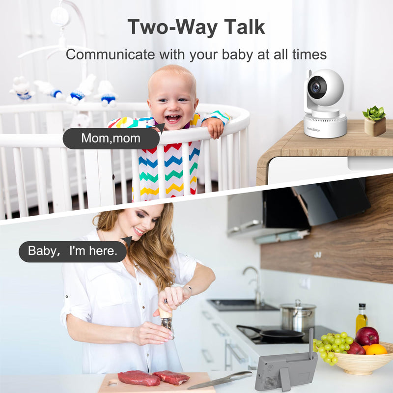 HelloBaby 4.3'' Video Baby Monitor with 30 Hours Battery, Remote Pan-Tilt-Zoom Baby Monitor No WiFi, Baby Monitor with Camera and Audio, Night Vision, ECO Mode, Two-way Talk, 8 Lullabies, 1000ft Range - BeesActive Australia