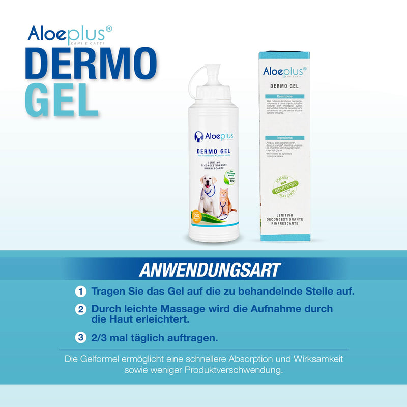 ALOEPLUS Dog Dermo Gel 200ml - Soothing and decongestant for sensitive skin, with Aloe Arborescens ORGANIC against itching, irritation, insect bites and pain, 100% natural ingredients - BeesActive Australia