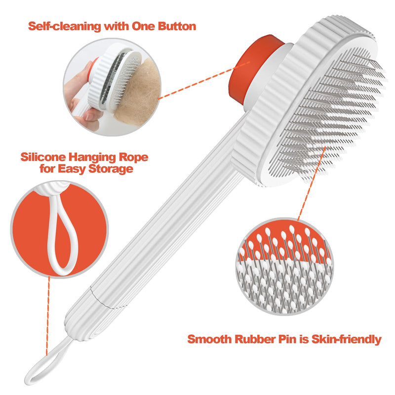 ACE2ACE Self-Cleaning Slicker Brush for Shedding, Long and Short Haired Indoor Cats - Removes Mats and Loose Hair Easily White - BeesActive Australia