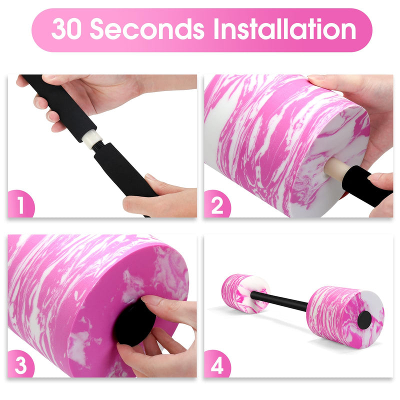 29.3’’ Swimming Barbell with Water Exercise Discs Swim Dumbbell High Density EVA Foam Aquatic Exercise Equipment Swimming Aid for Adults Pink