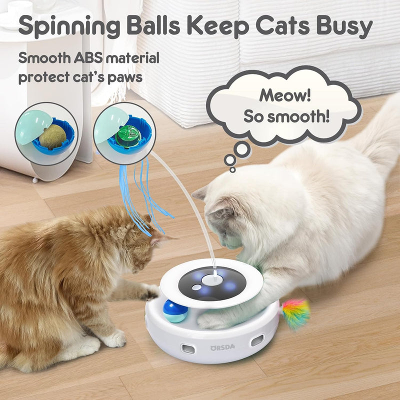 ORSDA Cat Toy, 3-in-1 Automatic Cat Toys for Indoor Cats, Electronic Whack a Mole, Fluttering Butterfly,Track Balls Kitten Toy, Rechargeable Power Interactive Feather Toys for All Breeds White - BeesActive Australia