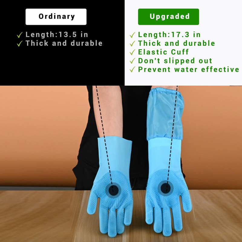 Dog Washing Gloves, Pet Grooming Gloves with Soft Brushes, Bathing and Massaging for Dogs and Cats, Silicone Heat Resistant Cleaning Gloves with High-Density Teeth (Blue) Blue - BeesActive Australia