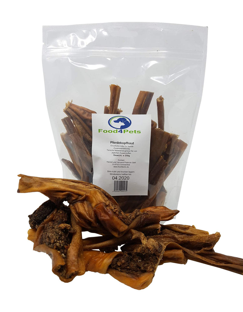 Food4Pets Horse Scalp Dog Treats 250g - 100% Horse Skin, Natural Dental Care & Chew Snack for Dogs - BeesActive Australia