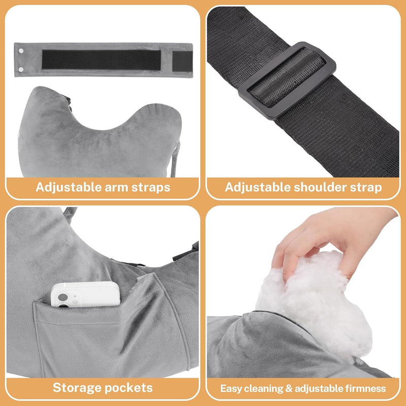 Shoulder Surgery Pillow with Pocket & Straps, Left/Right Arm Support ，Rotator Cuff Relief Pillow for Sleeping, After Shoulder Surgery Must Haves, Arm Pillow Post Surgery, Arm And Neck Pain Relief - BeesActive Australia