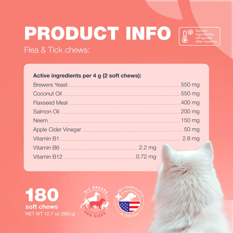 Dog Flea and Tick Treatment Chews - Flea and Tick Prevention for Dogs - Flea & Tick Chewables - Natural Dog Flea & Tick Control Soft Treats - Flea Chewables for Dogs - Immune Support Supplement Duck 180 count - BeesActive Australia