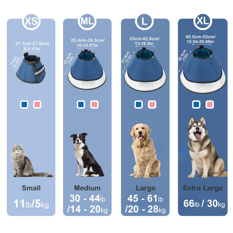 EvcgoX Neck Brace Dog for Large Dogs Leak Protection Dog Collar After Surgery 360° Vision Soft Neck Brace Dog with PVC Protective Cover Blue L (33-43 cm) Blue L (33-43 cm) - BeesActive Australia