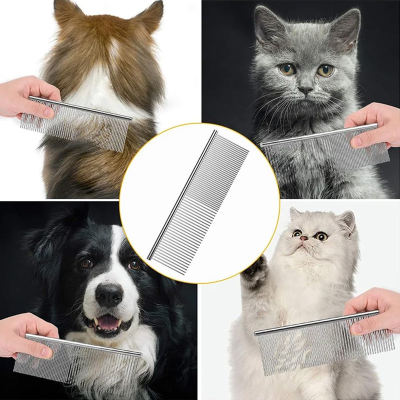 3 Dog Combs Pet Steel Comb Stainless Steel Pet Grooming Comb for Large Medium and Small Dogs and Cats from Tangles and Knots Poodle Grooming Deshedding Tool - BeesActive Australia