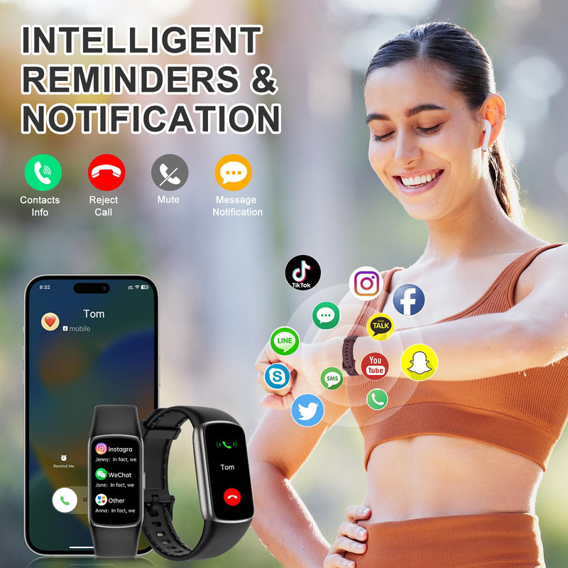 Fitness Tracker, Activity Tracker with 24/7 Heart Rate Blood Oxygen Sleep Monitor, 123 Sports Modes Step Counter, 1.47'' HD Screen Fitness Watch, Smart Watches Pedometer for Women Men Android/iOS black