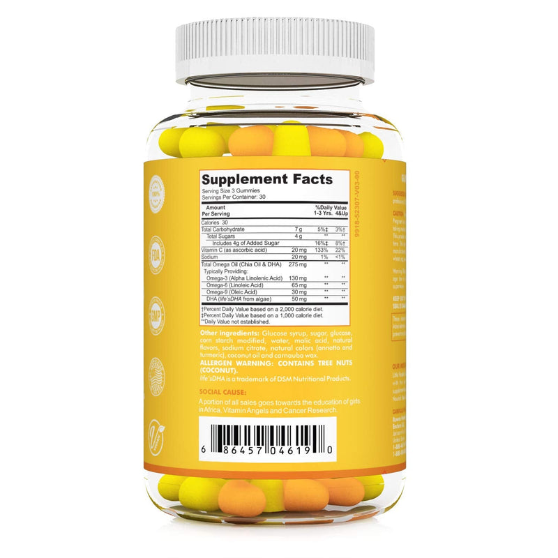 RUWAA NUTRITION Omega 3, DHA, Plant-Based 3 6 9 + Vitamin C: Immune Support, Heart, Brain, Eye & Joint Supplement, Vegetarian, Gluten Free, Non-GMO, 90 Gummies (1) 1