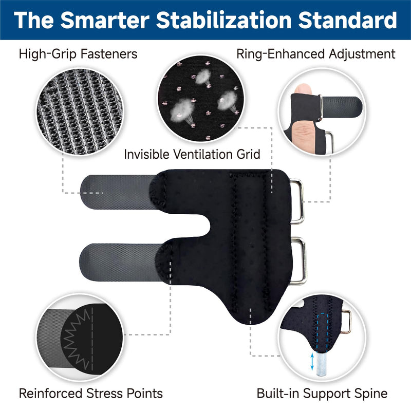 SUNBURST Finger Splint - Adjustable Trigger/Mallet Finger Brace for Thumb, Index & Middle Fingers - Easy One-Hand Fit, Breathable & Reusable for Arthritis/Injury Relief - BeesActive Australia
