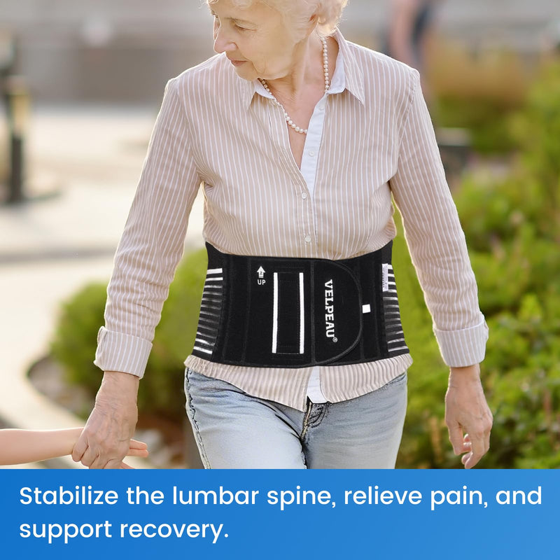 VELPEAU One-Piece Molding Lumbar Support Brace for Back Pain, Sciatica, Scoliosis, Herniated Disc - Adjustable Straps, Highly Breathable Fabric - For Men & Women - Fits 44-52″ Waist (Comfort Version, X-Large) - BeesActive Australia