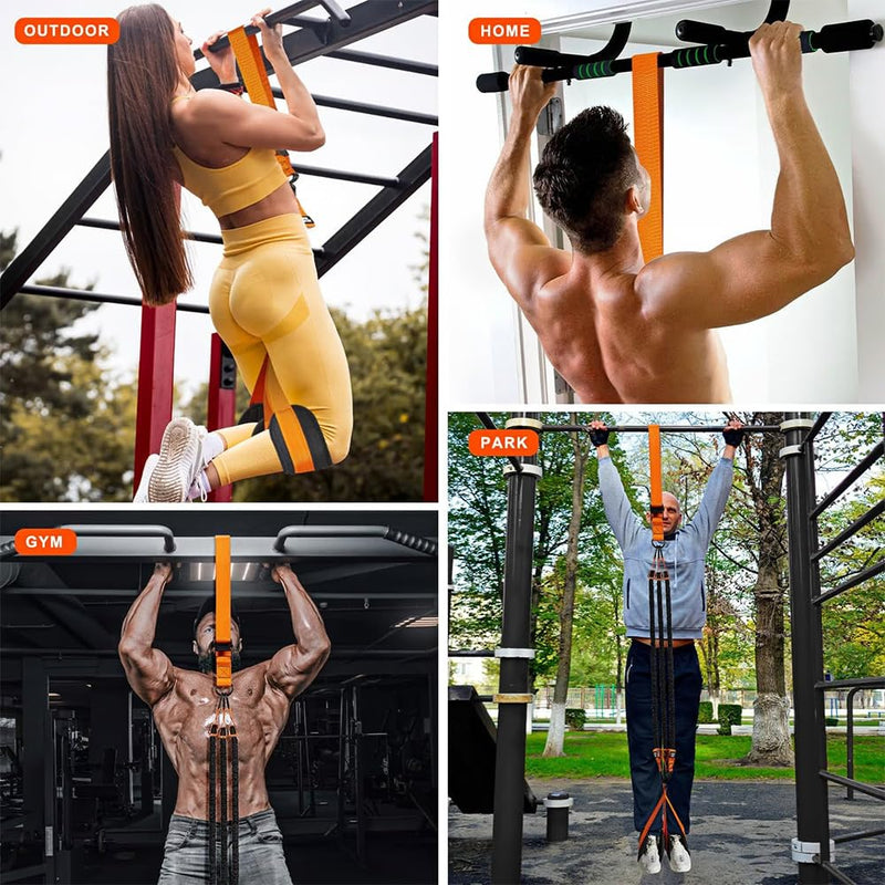 Heavy-Duty Pull up Workout Band, 2025 Ultra Pull up Assistance Bands Set, Adjustable Weight/Size with Fabric Feet/Knee Rest, Home Gym Workout, Strength Training Band, 150/225/300lb (A-225 lbs)