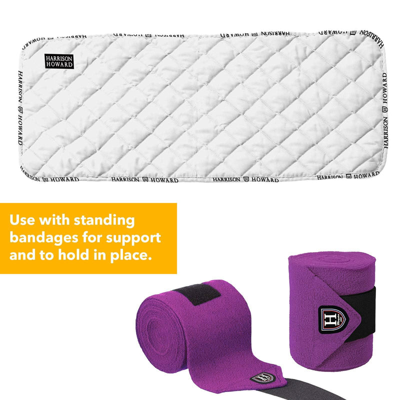 Harrison Howard Medicine-Retaining Shock-Absorbing Pressure Sores Prevention Quilted Leg Wraps for Horse Set of 4-White L Large White - BeesActive Australia