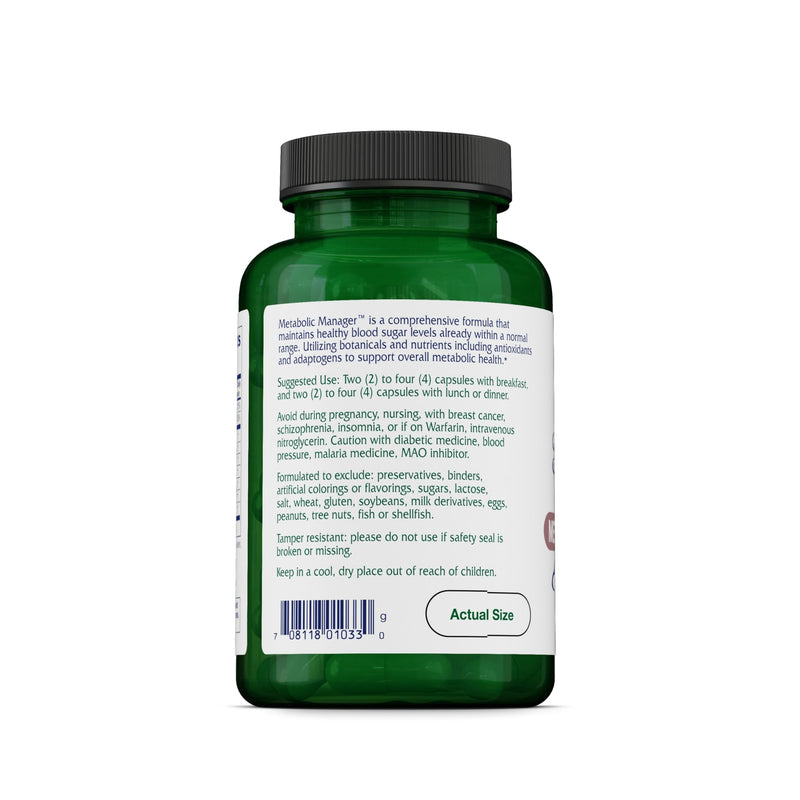 Vitanica Metabolic Manager - Herbal Supplement to Support Healthy Response - Dietary Supplement with Vitamin D - Vegan Antioxidant Supplement - Pro Logo - 120 Capsules
