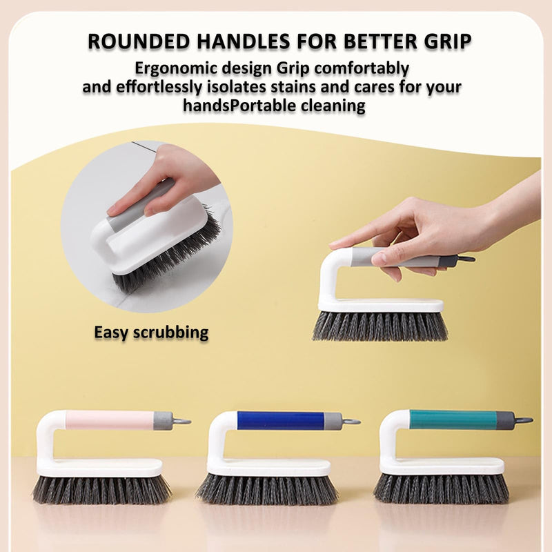 Scrub Brush, Scrubbing Cleaning Brushes, Heavy Duty Cleaning Brushes with Handle, for Shower, Bathroom, Carpet, Kitchen and Bathtub Scrubber, 2 Pack (Grey) Gray - BeesActive Australia