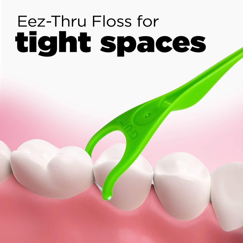GUM Angled Floss Picks, Perfect for Tight Teeth, Extra Strong Shred-Resistant Dental Floss, Angled for Easy Reach, Dental Flossers for Adults, Fresh Mint Flavor, 75 Count 75 Count (Pack of 1) - BeesActive Australia