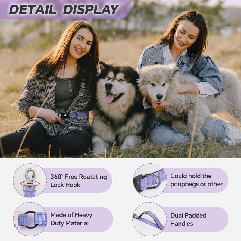 Hands Free Dog Leash, Adjustable Heavy Duty Bungee Waist Leash Belt for Medium Large Dogs Walking Running Hiking with Reflective(Purple) Purple - BeesActive Australia