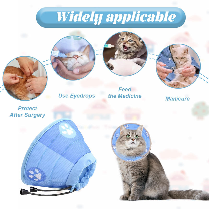 Cat Neck Brace, Adjustable Neck Brace Cat Collar, Recovery Collar, Soft Collar Cone After Surgery and Injuries for Puppies, Dogs and Cats (Blue, S) - BeesActive Australia