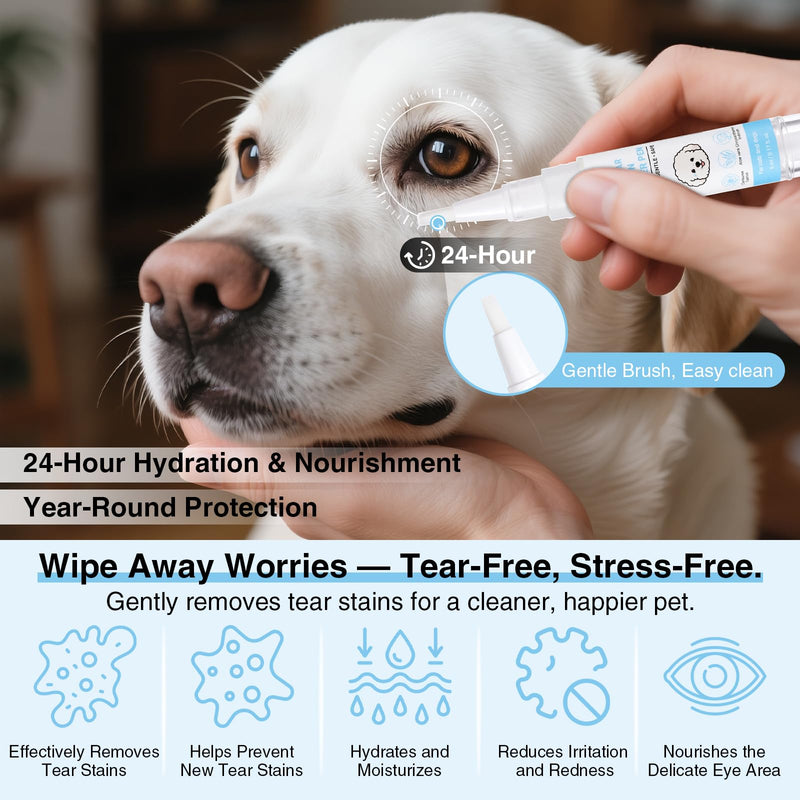 Tear Stain Remover Pen for Dogs & Cats - Gentle Eye Cleanser with Aloe Vera - Professional Stain Remover for White Dogs (Maltese, Poodle) - 5ml