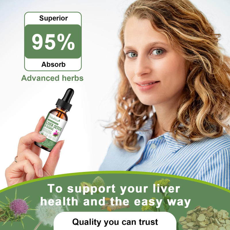Liver Health Liquid Drops -Support Liver Cleanse Detox & Repair with Artichoke Milk Thistle Silymarin Extract, Dandelion,Turmeric, Berberine to Renew w/21 Potent Herb-Nutrients-60ml 1 Fl Oz (Pack of 2)