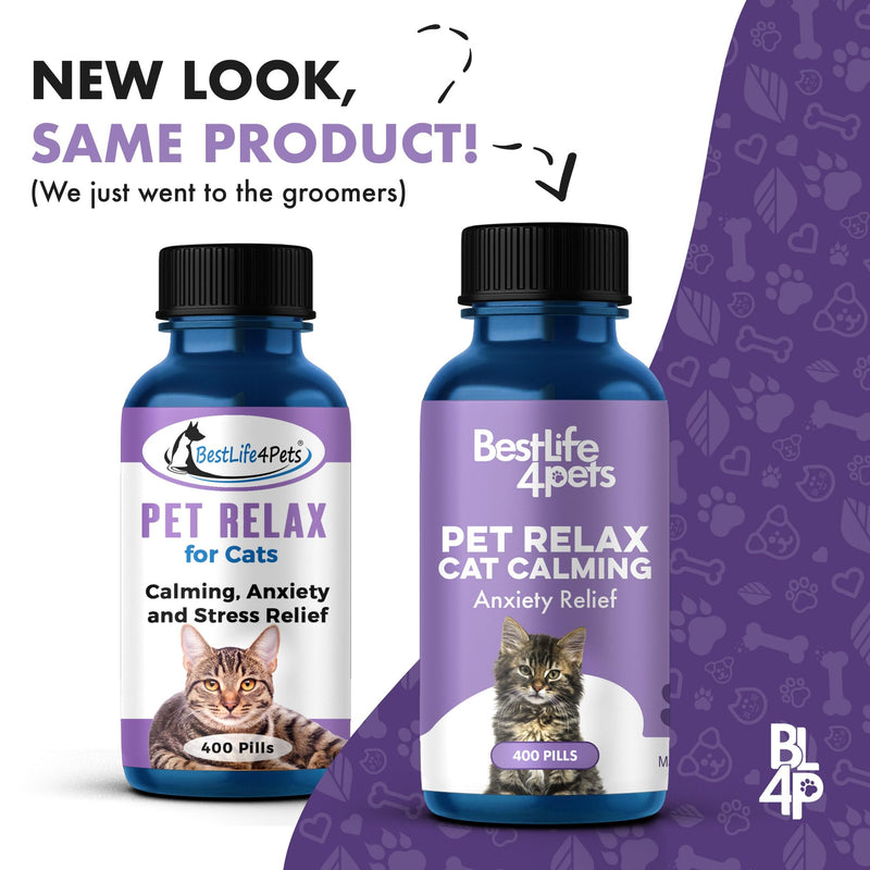 Pet Relax Cat Calming Anxiety Relief, Natural Calming Care for Cats, Cat Stress and Anxiety Relief, Soothes Separation Anxiousness, Homeopathic Feline Aid for Travel, 400 Odorless, Tasteless Pills Cat - 400 Pills - PawsPlanet Australia