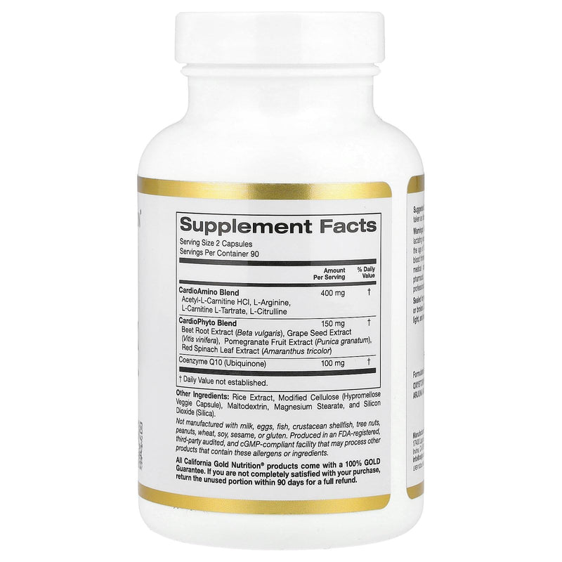 California Gold Nutrition Cardio Complex with CardioAmino Blend, CardioPhyto Blend and Coenzyme Q10, 180 Veggie Capsules