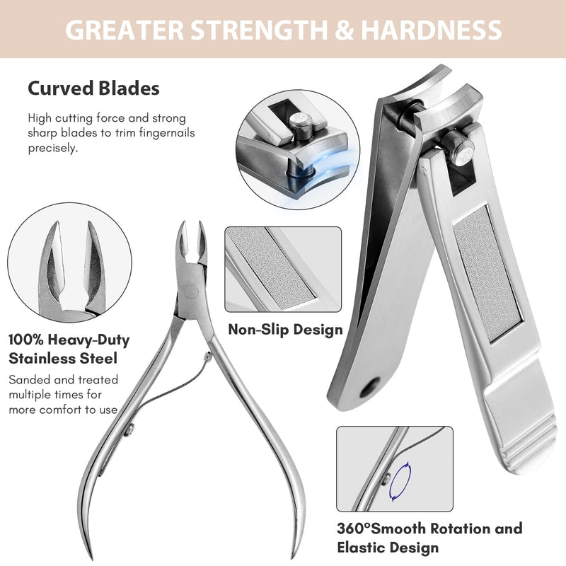 FAMILIFE Gifts for Women, Manicure Set Professional Manicure Kit 11 in 1 Nail Kit Nail Clippers Tools Stainless Steel with Rose Gold Leather Case Travel Sets - BeesActive Australia