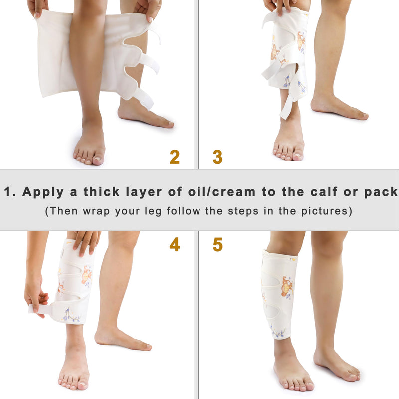 Organic Cotton Moisturizing Leg Wraps for Dry Cracked Skin Applying Oil/Lotion/Cream/Ointment, Hydrate Smoothe Soften Skin, Adjustable Castor Oil Packs Sleeve for Leg/Calf, Waterproof & Anti Oil Leak Large-circumference: 15.8-18.2 Inch(40-47cm) - BeesActive Australia