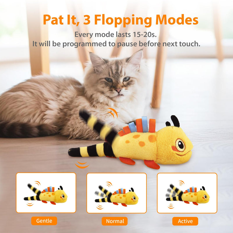 Gigwi Interactive Catnip Cat Toys, Electronic Flopping Toys Motion Activated, Automatic Moving Cat Toys for Indoor Cats, USB Rechargeable Cat Enrichment Toy Self Play for Hunting and Kicker, Lizard - BeesActive Australia