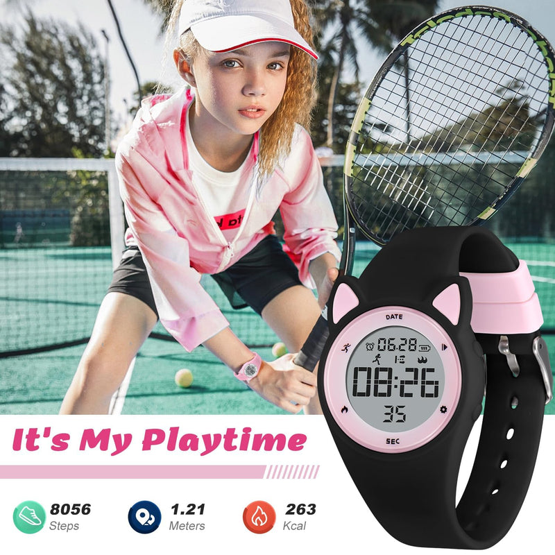 BEN NEVIS Kids Watch, Digital Watch for Boys Girls, Sport Watch with Fitness Tracker, Alarm Clock, Stopwatch, No App and Waterproof, Watch for Kids Ages 5-12 003-BlackPink