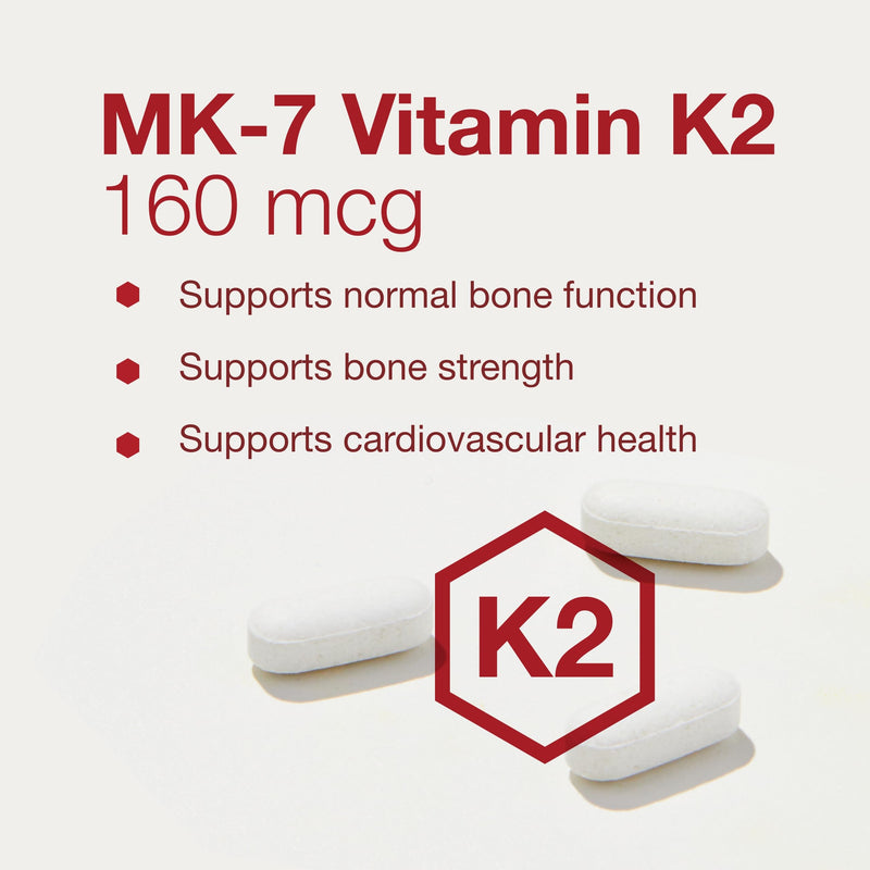 PROTOCOL FOR LIFE BALANCE MK-7 Vitamin K2 160mcg, Bone Health, 60 Tablets | VIT K Supplement, MK-7 Vitamin K2 Life Balance, Support Bone Health and Vascular Elasticity*, Non-GMO and Vegan