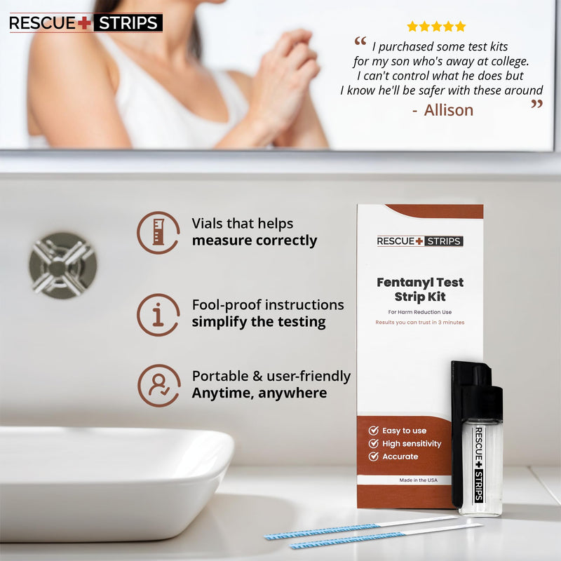 Fentanyl Test Strips Kit I 5-Pack for Quick and Reliable Detection Drug Test Strips for Liquids, Powders, Pills, Urine I Tested at University of Notre Dame