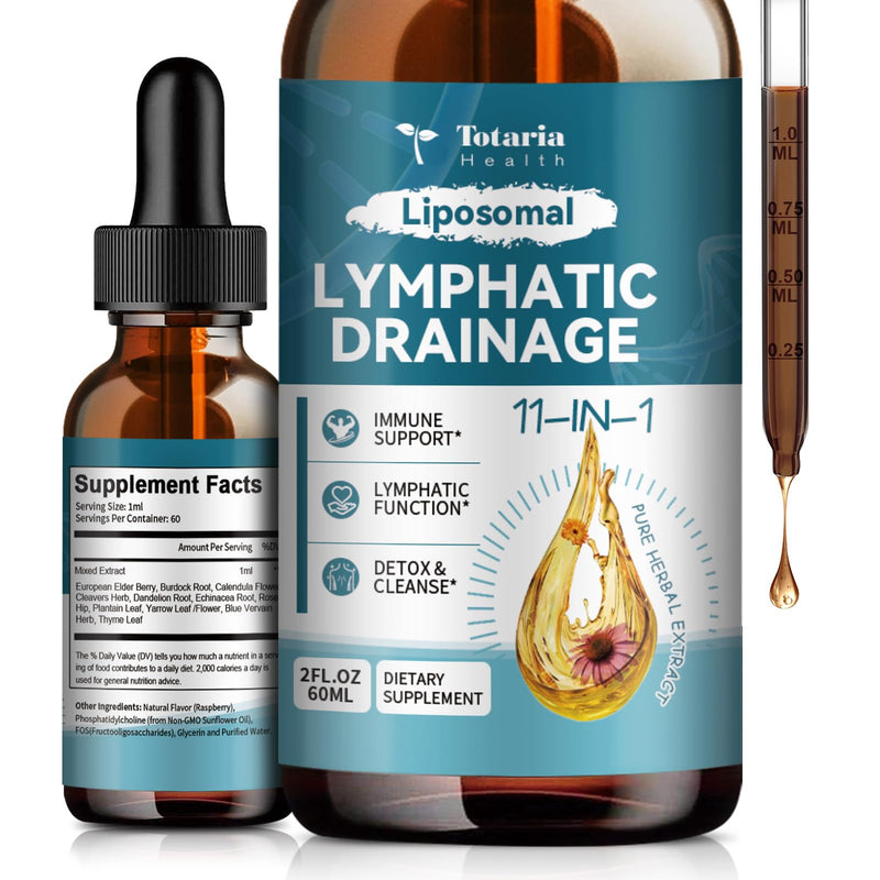 Liposomal Lymphatic Drainage Drops - 11 in 1 Organic Lymphatic Drainage Supplement with Burdock Root, Echinacea, Elderberry, Calendula, Cleavers Herb, Dandelion Supports Lymphatic Health 2 FL.OZ 2 Fl Oz (Pack of 1) - BeesActive Australia